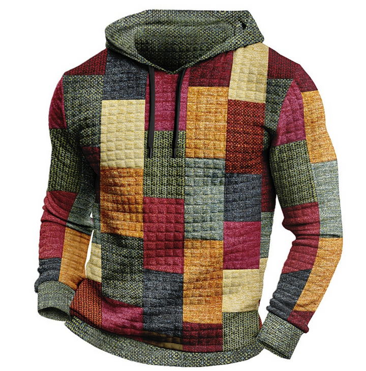 Men’s Hoodie | 3D Checkered Print | Streetstyle & Casual | Polyester