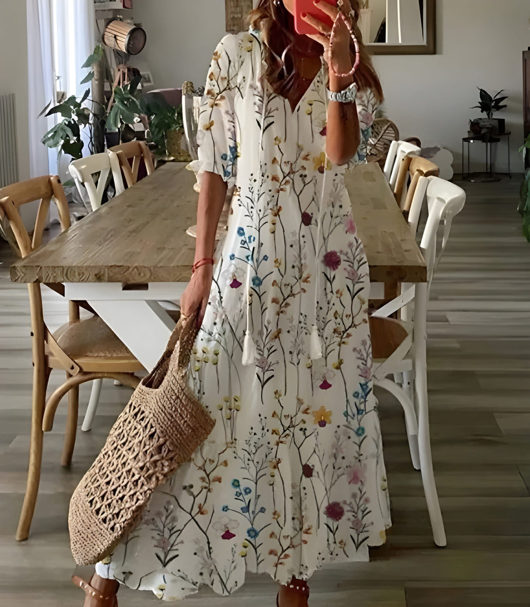 Women’s Bohemian Maxi Dress | Lightweight Summer Style | V-Neck Design | Polyester