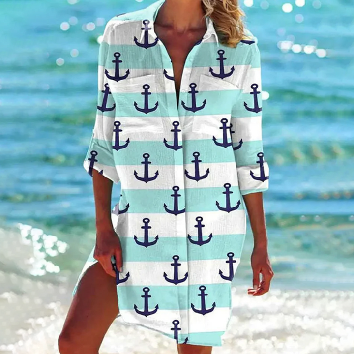 Women’s Classic Summer Shirt | Floral-Inspired Colors | Longline A-Line Fit | Polyester