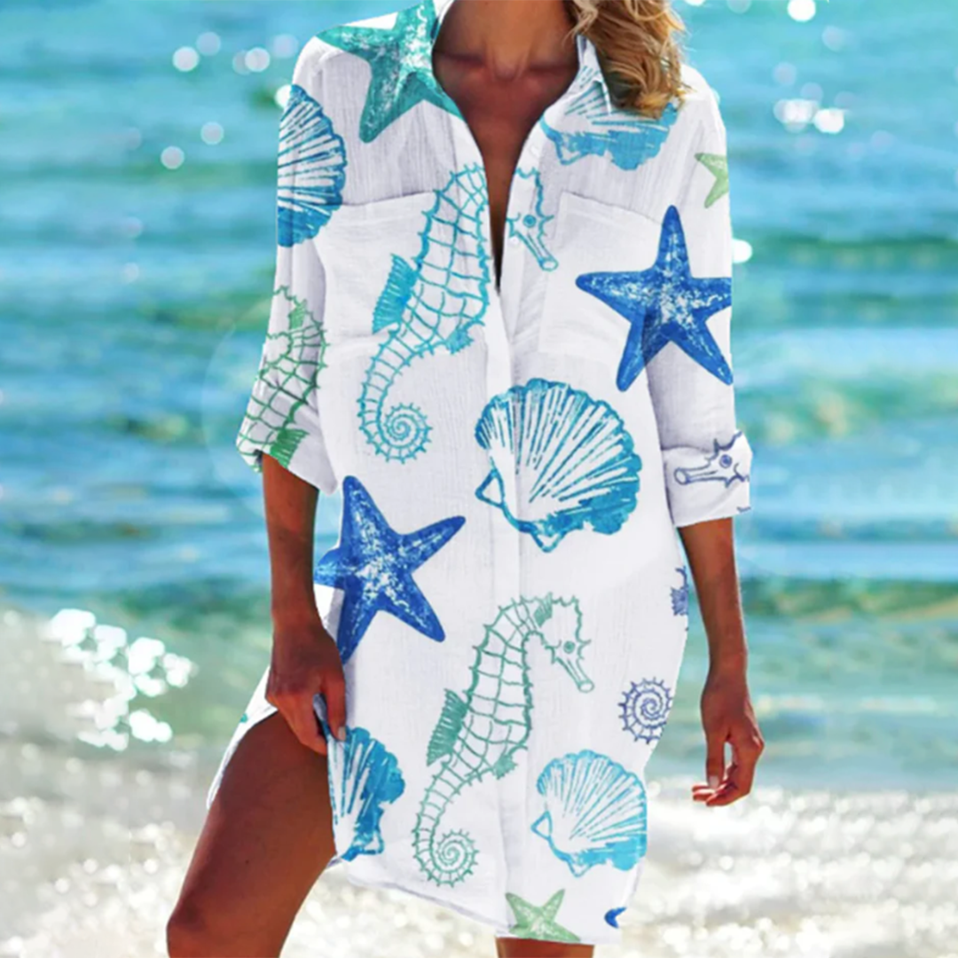 Women’s Classic Summer Shirt | Floral-Inspired Colors | Longline A-Line Fit | Polyester