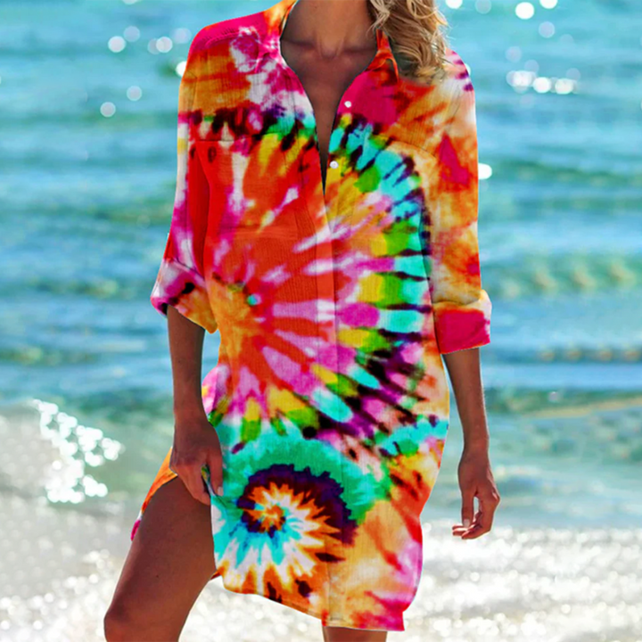 Women’s Classic Summer Shirt | Floral-Inspired Colors | Longline A-Line Fit | Polyester