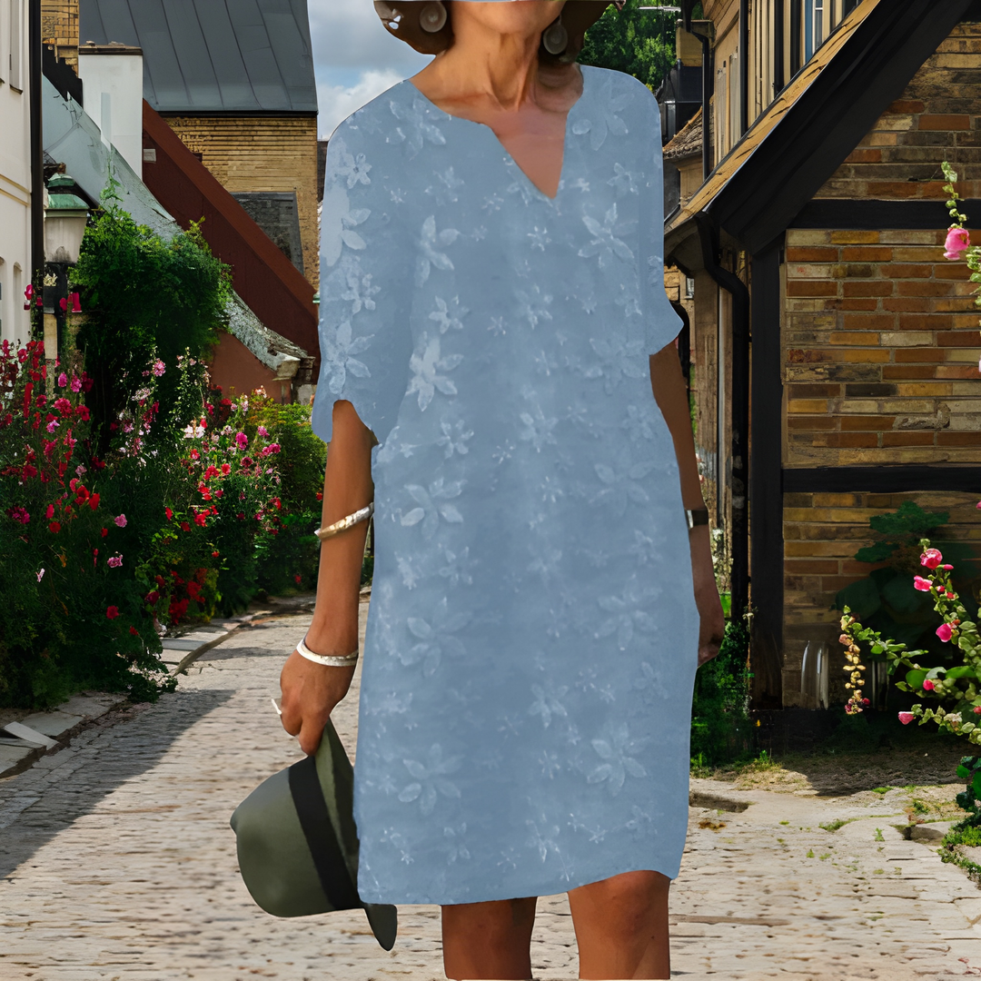 Women’s Elegant Dress | Floral Print & V-Neck | Comfortable Fit | Polyester