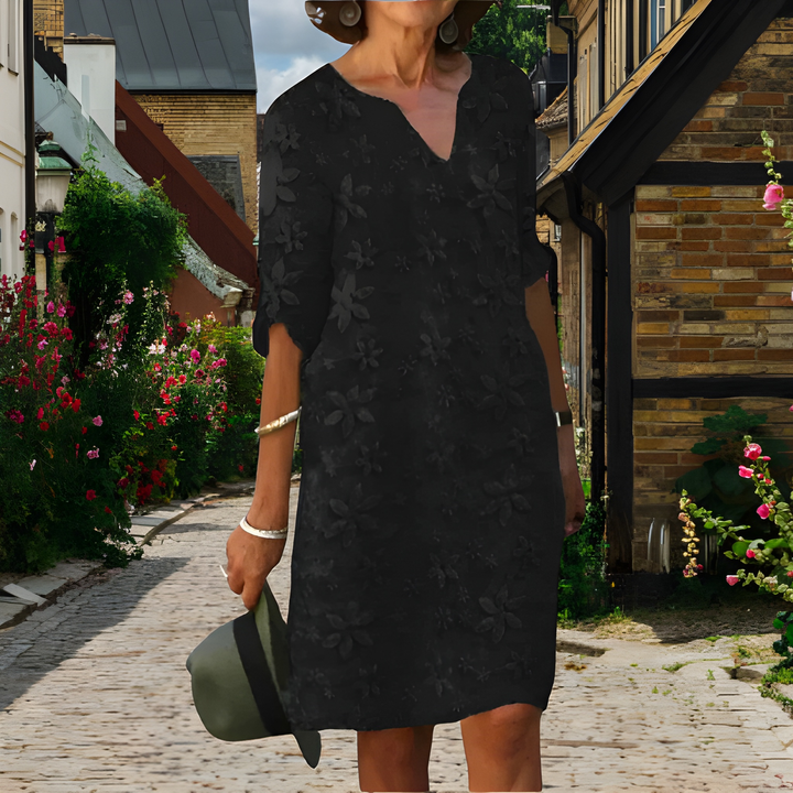 Women’s Elegant Dress | Floral Print & V-Neck | Comfortable Fit | Polyester
