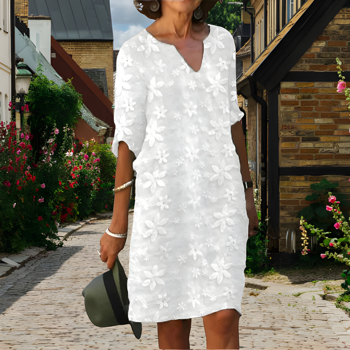 Women’s Elegant Dress | Floral Print & V-Neck | Comfortable Fit | Polyester