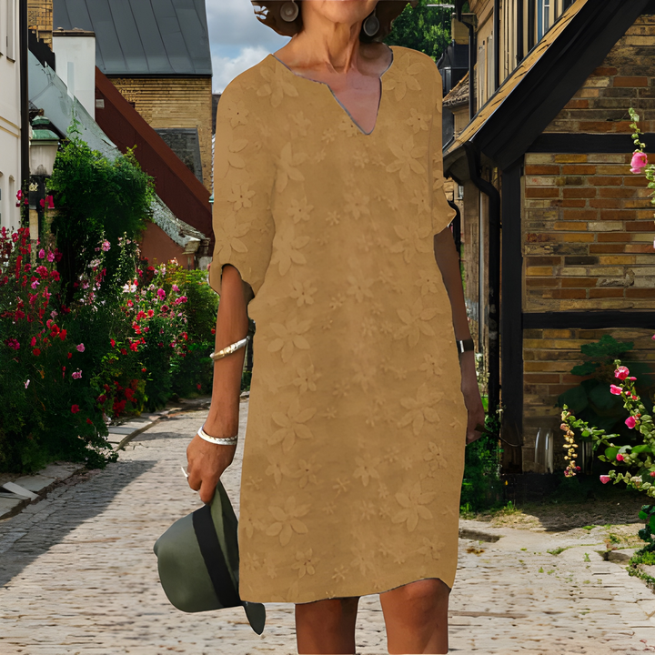 Women’s Elegant Dress | Floral Print & V-Neck | Comfortable Fit | Polyester