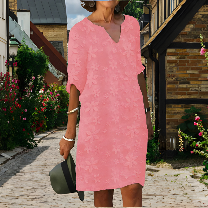 Women’s Elegant Dress | Floral Print & V-Neck | Comfortable Fit | Polyester