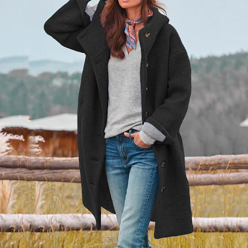 Women’s Thick Winter Coat | Hooded Windproof Design | Elegant & Warm | Polyester