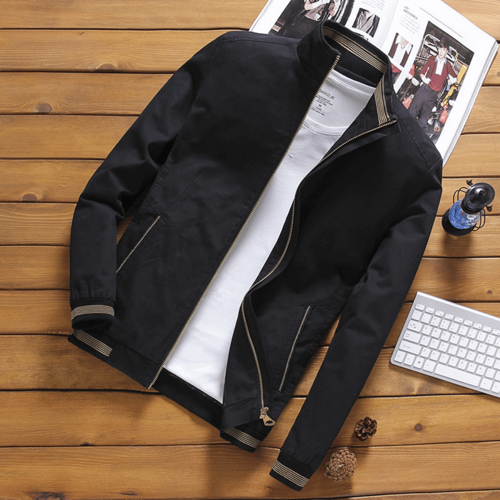 Men’s Jacket | Slim Fit Cotton | Zip Closure & Side Pockets | Short Length