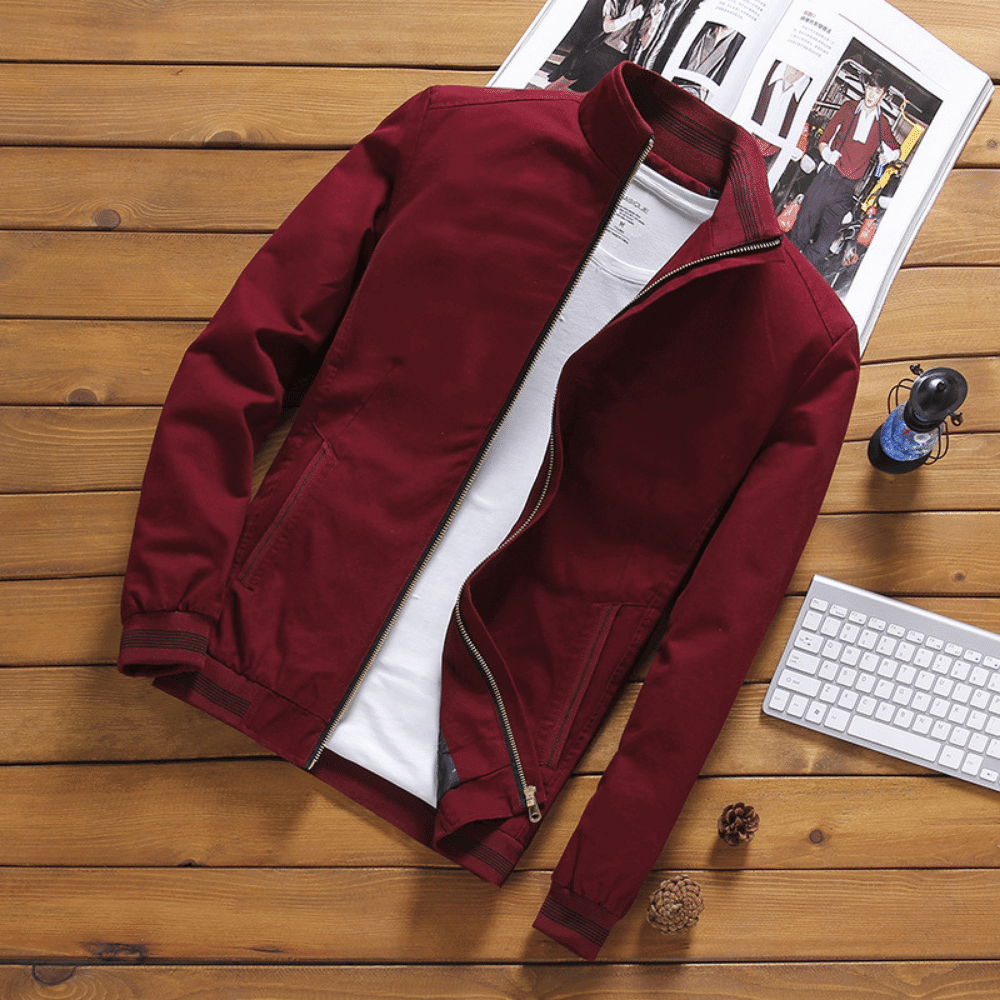 Men’s Jacket | Slim Fit Cotton | Zip Closure & Side Pockets | Short Length