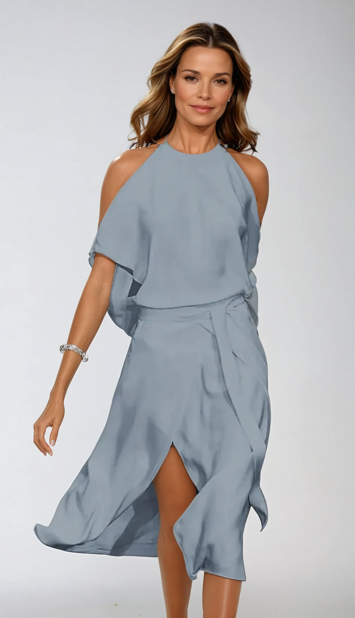 Women's Dress | Cold Shoulder Midi | Flowy & Flattering Fit | Polyester Blend