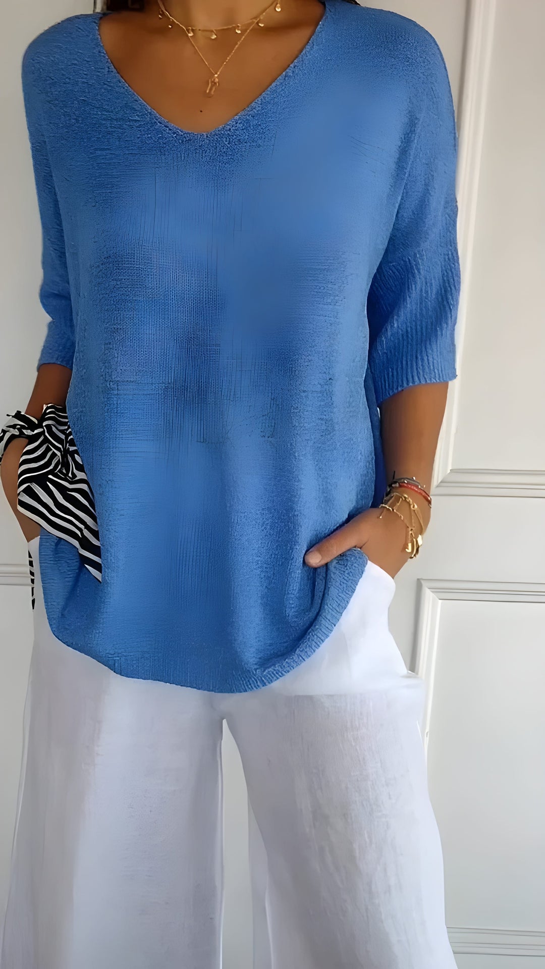 Women's Knit Top | Comfortable V-Neck | Soft & Breathable Fit | Cotton