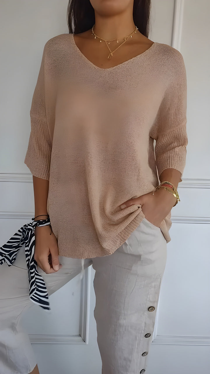 Women's Knit Top | Comfortable V-Neck | Soft & Breathable Fit | Cotton