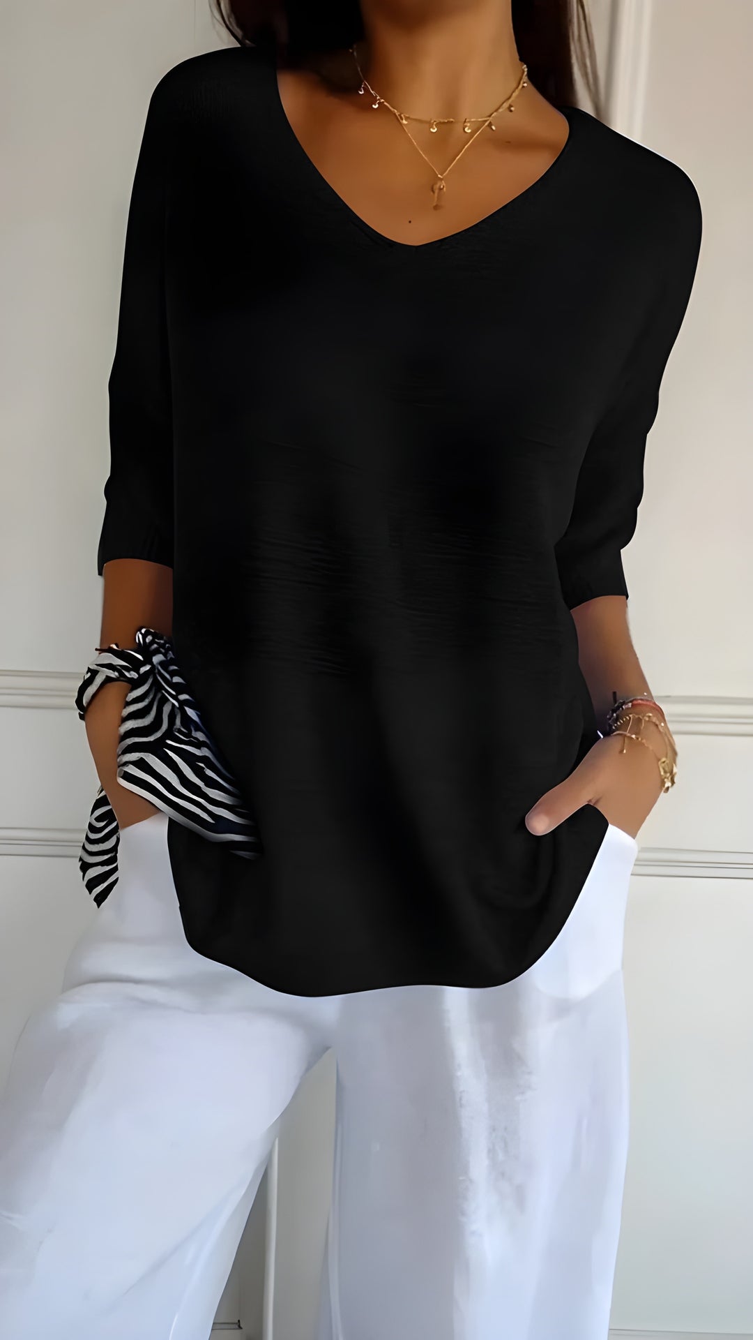 Women's Knit Top | Comfortable V-Neck | Soft & Breathable Fit | Cotton