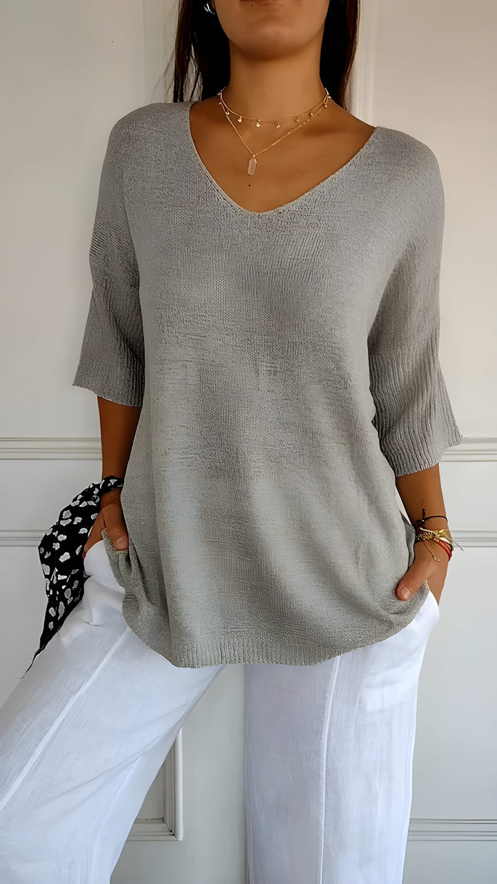 Women's Knit Top | Comfortable V-Neck | Soft & Breathable Fit | Cotton