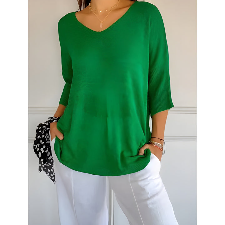 Women's Knit Top | Comfortable V-Neck | Soft & Breathable Fit | Cotton