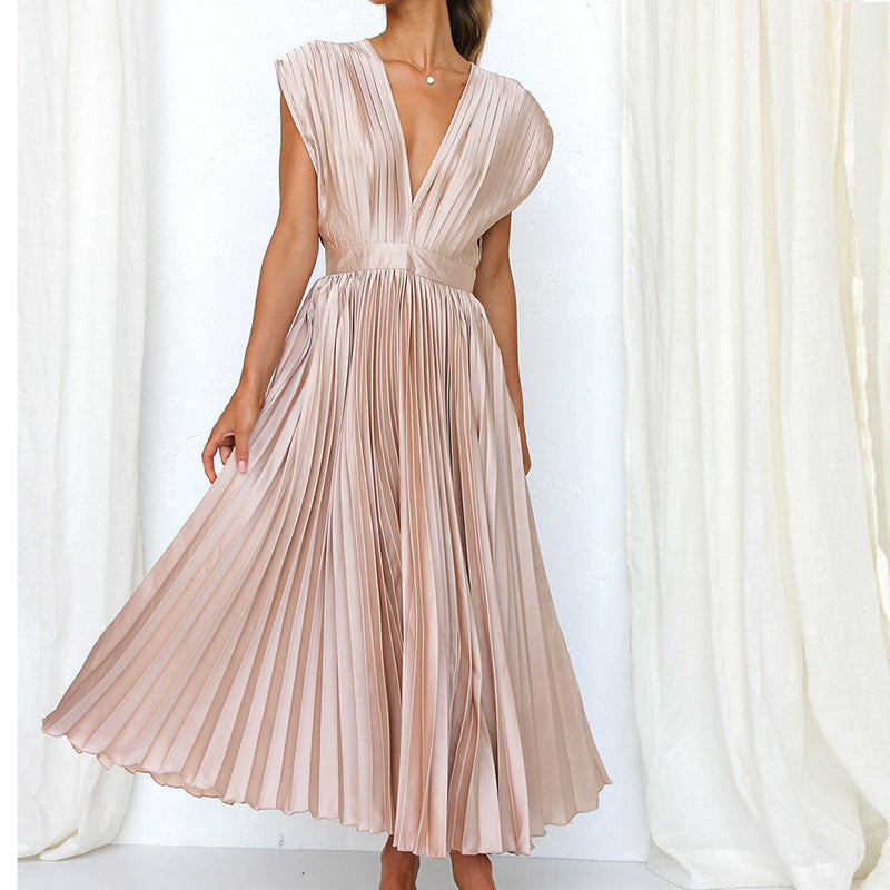 Women's Dress | Sleeveless V-Neck | Backless & Adjustable Fit | Polyester