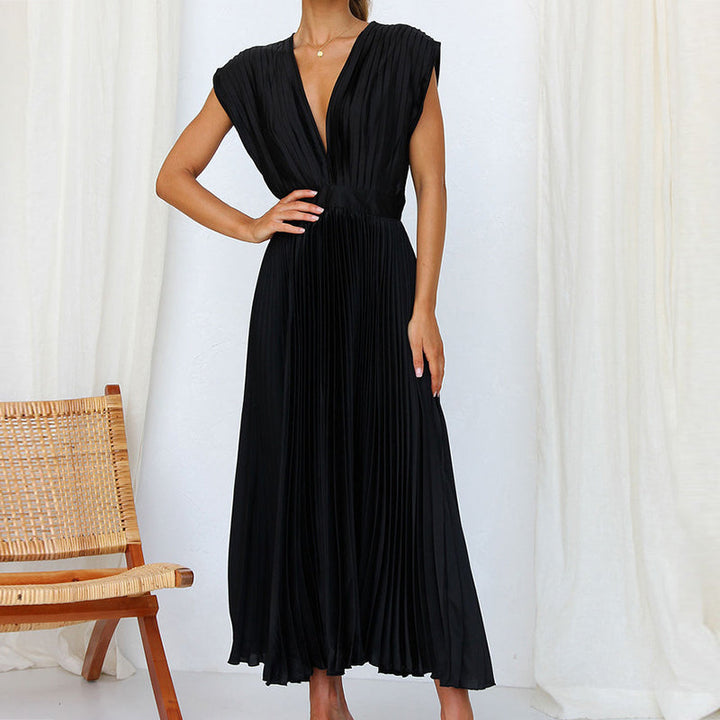 Women's Dress | Sleeveless V-Neck | Backless & Adjustable Fit | Polyester