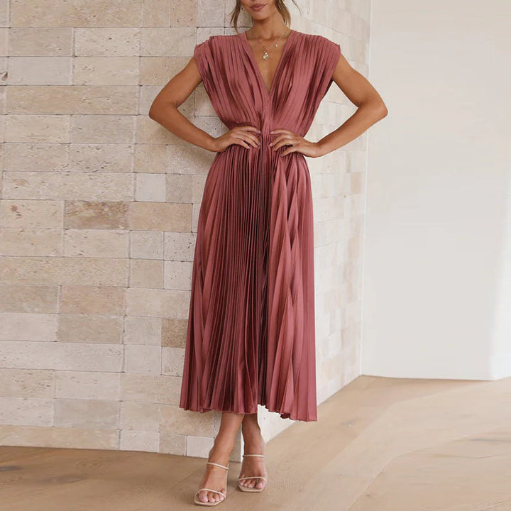 Women's Dress | Sleeveless V-Neck | Backless & Adjustable Fit | Polyester