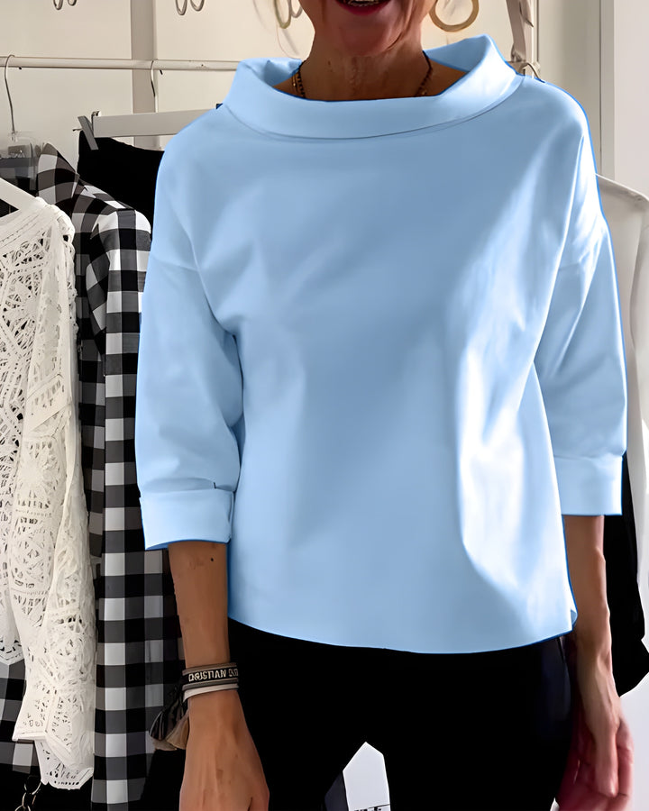 Women’s Top | Elegant & Versatile | High Neck & Breathable Fabric | Cotton Blend