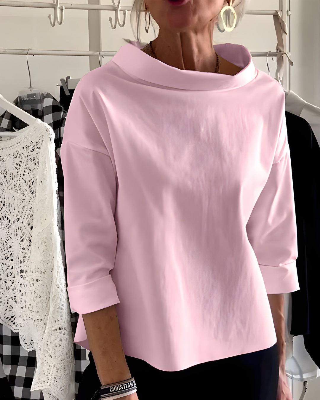 Women’s Top | Elegant & Versatile | High Neck & Breathable Fabric | Cotton Blend