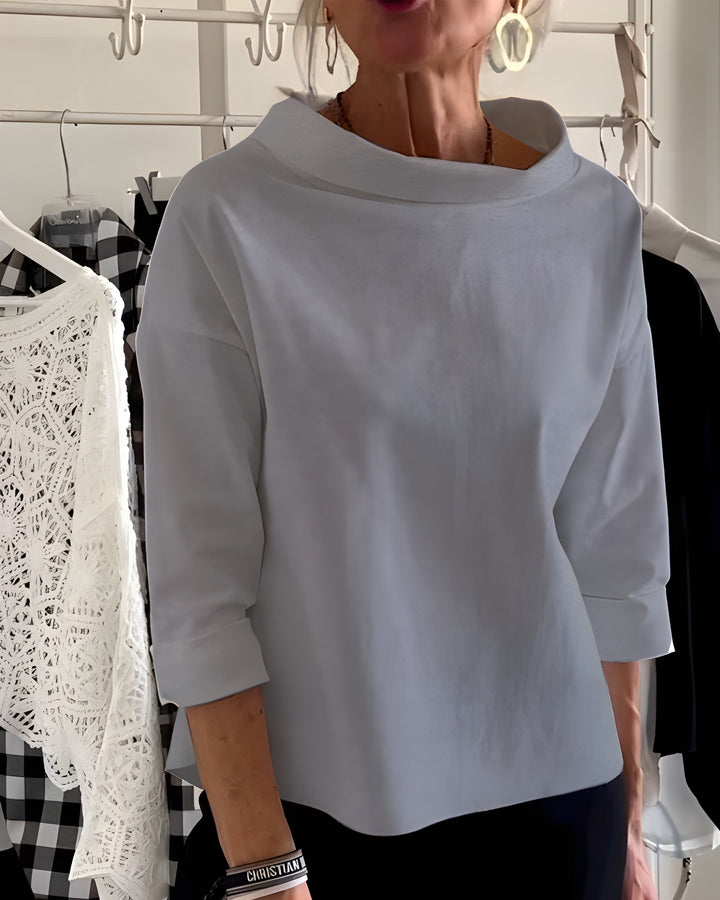 Women’s Top | Elegant & Versatile | High Neck & Breathable Fabric | Cotton Blend