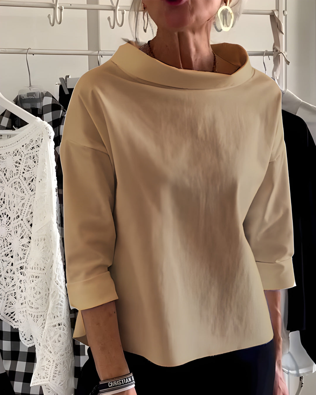 Women’s Top | Elegant & Versatile | High Neck & Breathable Fabric | Cotton Blend