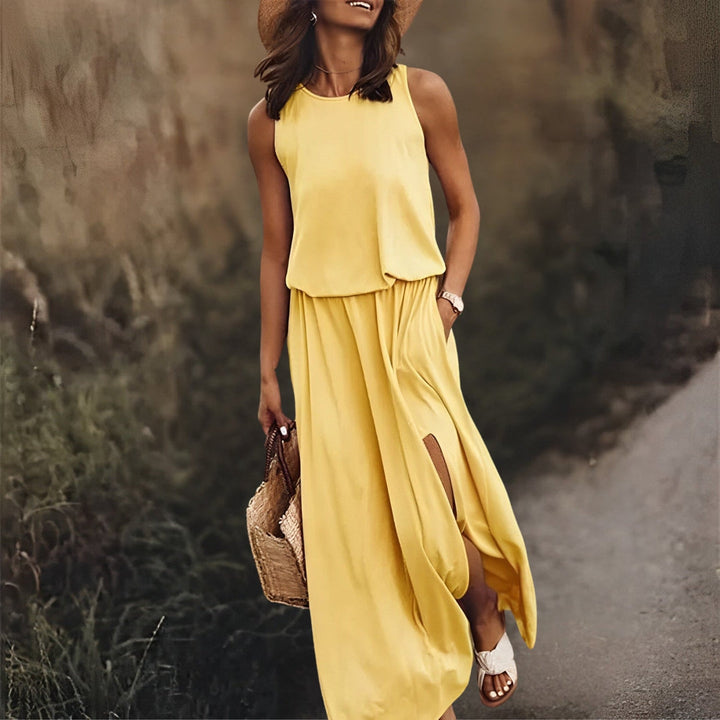 Women’s Maxi Dress | Colorful & Elegant | Sleeveless Design & Retro Flair | Polyester