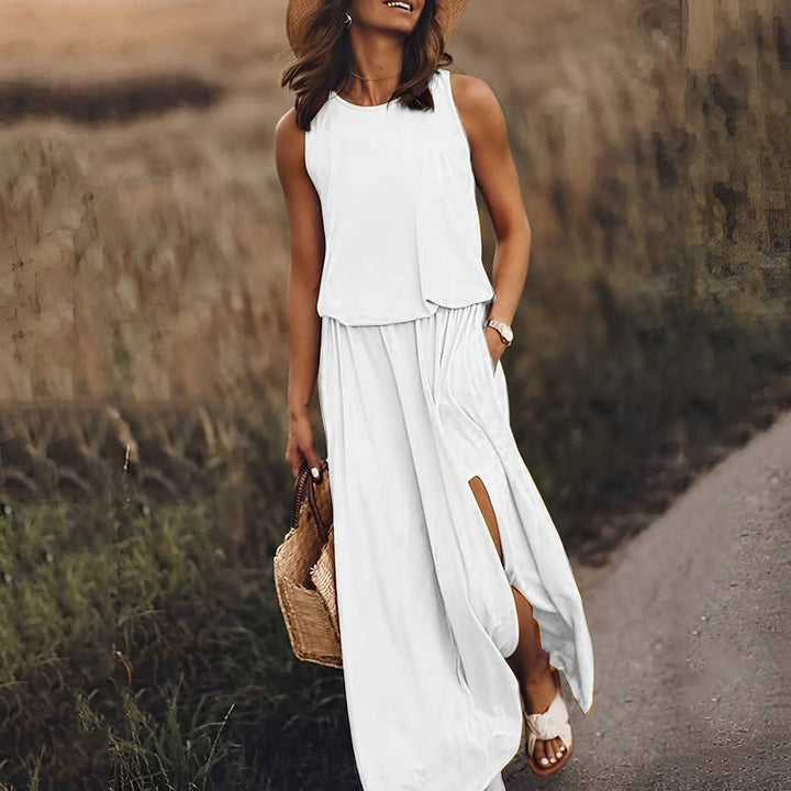 Women’s Maxi Dress | Colorful & Elegant | Sleeveless Design & Retro Flair | Polyester