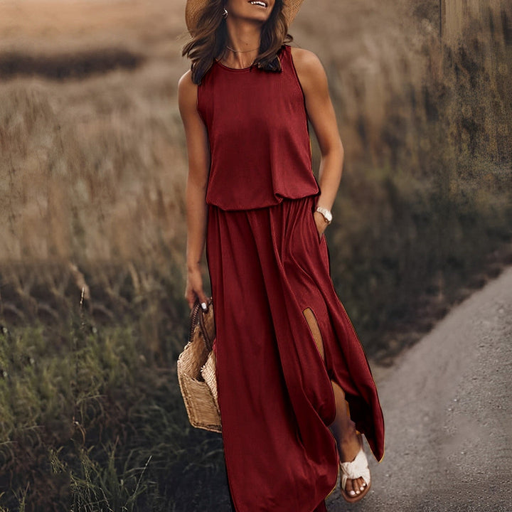 Women’s Maxi Dress | Colorful & Elegant | Sleeveless Design & Retro Flair | Polyester