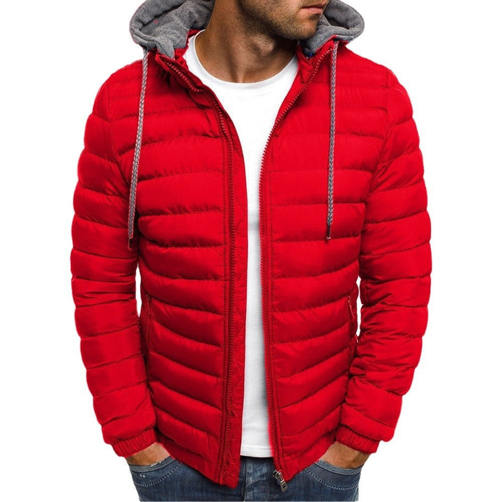 Men's Down Jacket | Waterproof & Windproof | Padded Warmth with Hood & Zipper | Polyester