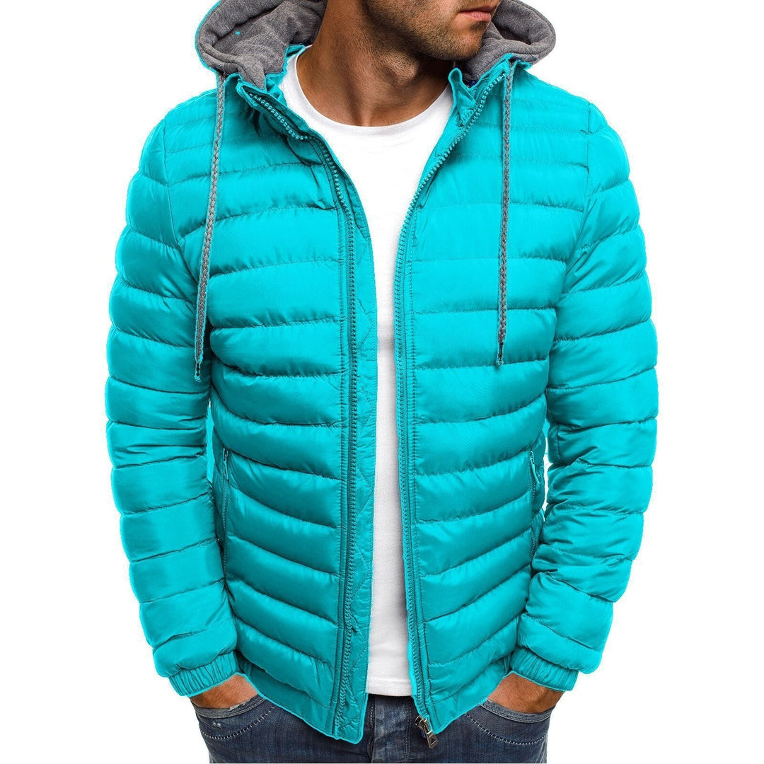 Men's Down Jacket | Waterproof & Windproof | Padded Warmth with Hood & Zipper | Polyester