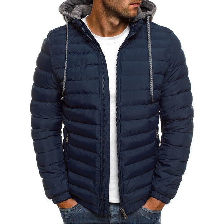 Men's Down Jacket | Waterproof & Windproof | Padded Warmth with Hood & Zipper | Polyester
