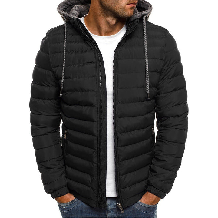 Men's Down Jacket | Waterproof & Windproof | Padded Warmth with Hood & Zipper | Polyester