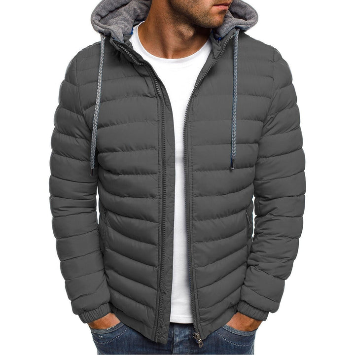 Men's Down Jacket | Waterproof & Windproof | Padded Warmth with Hood & Zipper | Polyester