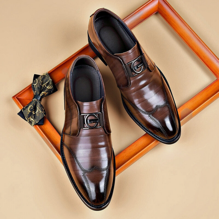 Men’s Shoe | Leather Brogue Loafer | Pointed Toe & Classic Design | Genuine Leather
