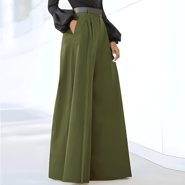 Women's Pants | Solid Color & Wide Leg | High Waist Elegance | Polyester Spandex