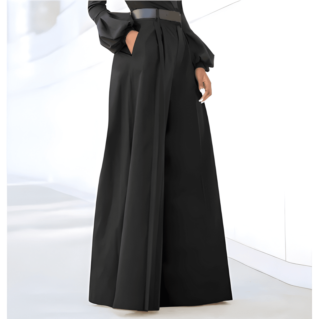 Women's Pants | Solid Color & Wide Leg | High Waist Elegance | Polyester Spandex