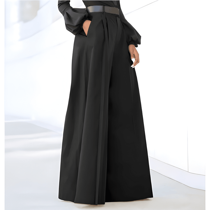 Women's Pants | Solid Color & Wide Leg | High Waist Elegance | Polyester Spandex
