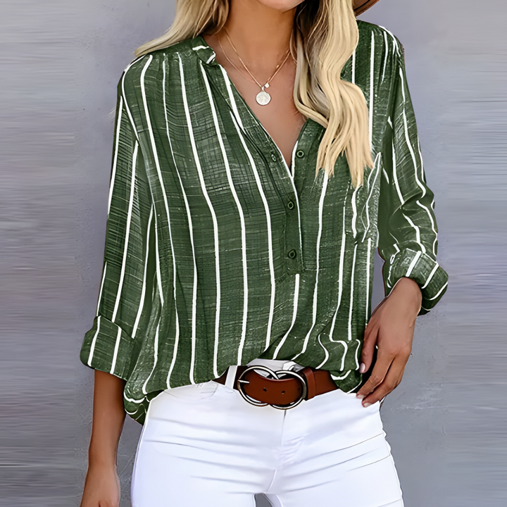 Women’s Striped Blouse | Trendy & Flowing | Long Sleeve | Polyester