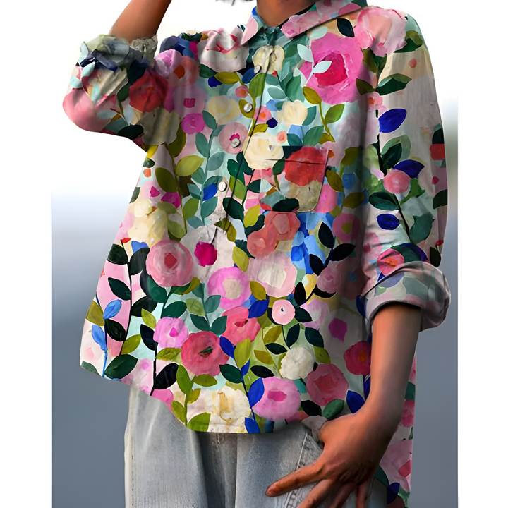 Women’s Floral Blouse | Elegant & Breathable | Summer Style | Cotton Linen
