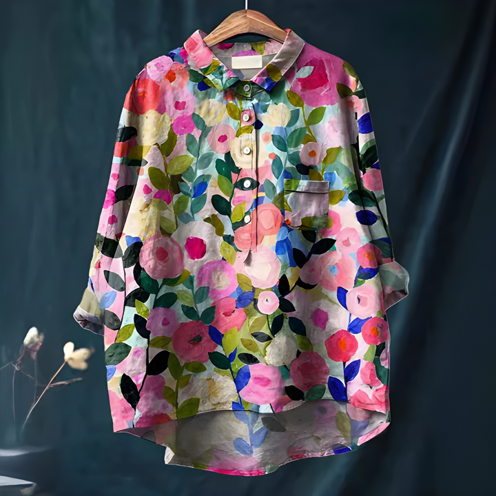 Women’s Floral Blouse | Elegant & Breathable | Summer Style | Cotton Linen