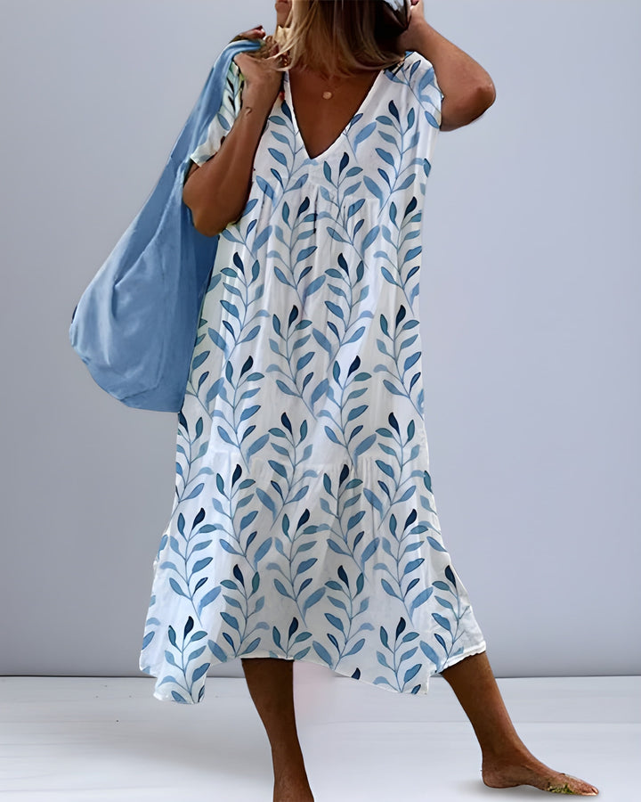 Women’s Dress | Leaf Print & Flattering Silhouette | Lightweight Summer Feel | Polyester