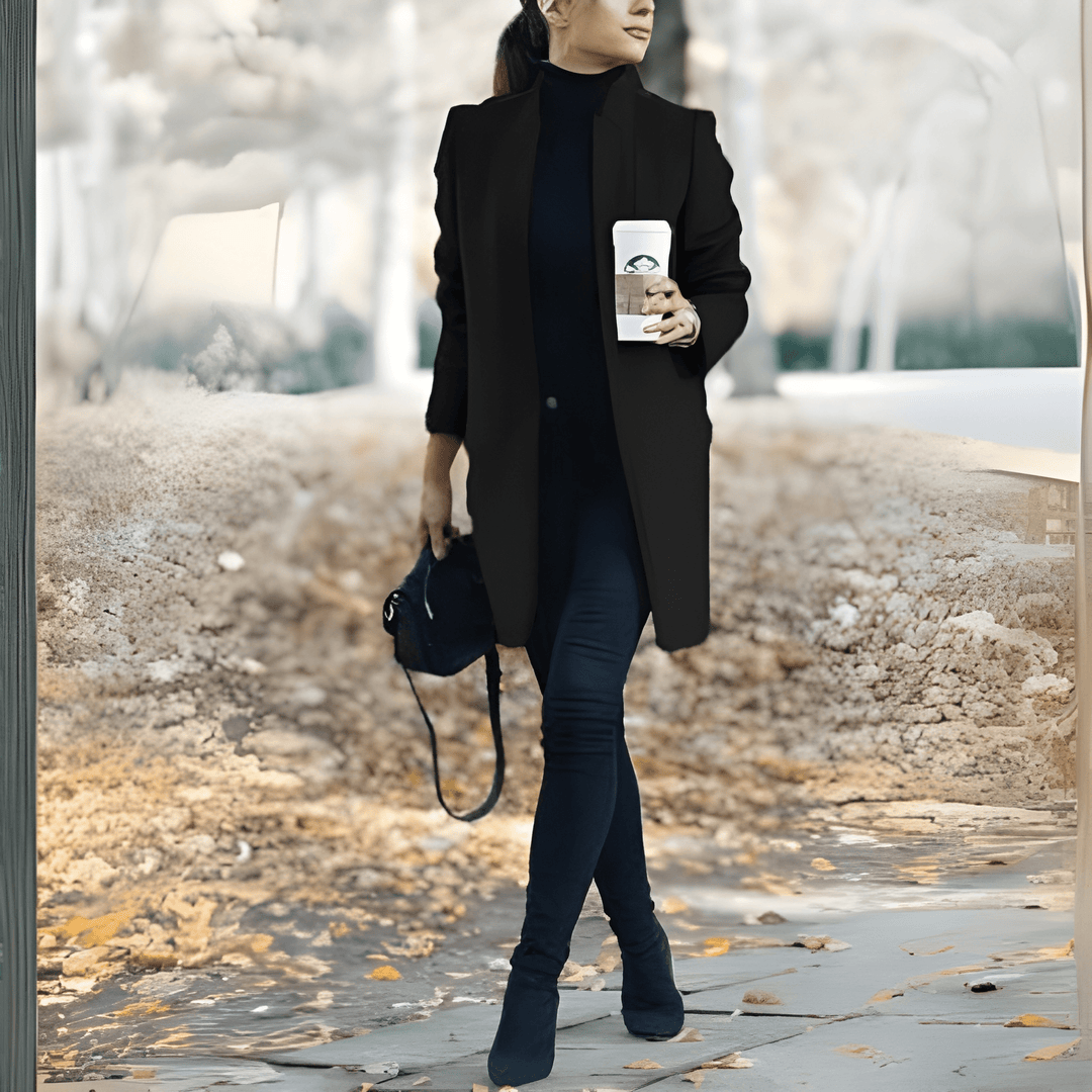 Women’s Long Coat | Elegant Open Front | Timeless Design