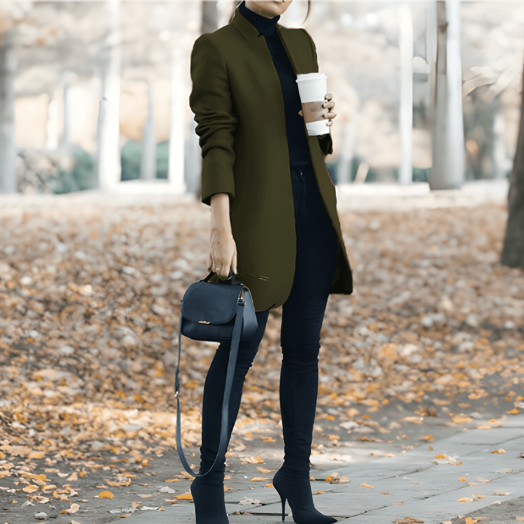 Women’s Long Coat | Elegant Open Front | Timeless Design