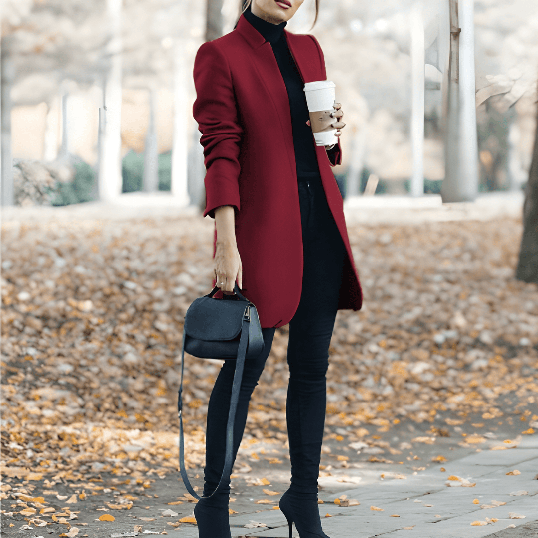 Women’s Long Coat | Elegant Open Front | Timeless Design