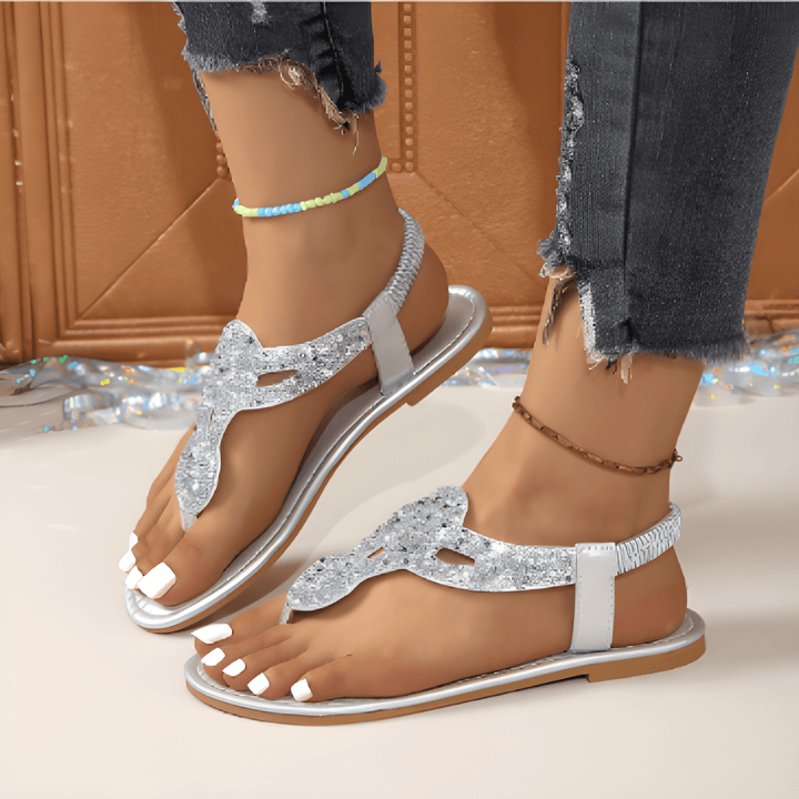 Women’s Sandals | Elegant Crystal Design | Adjustable Fit & Arch Support | PU