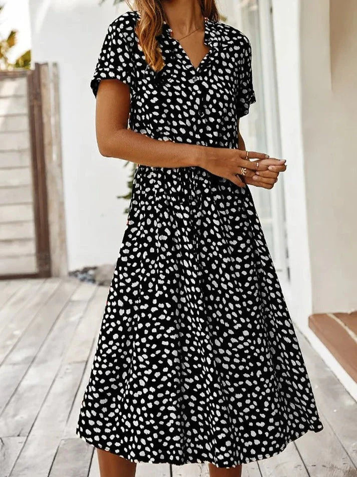Women's Summer Dress | Vintage A-Line with Belt Detail | Breathable & Flattering | Polyester