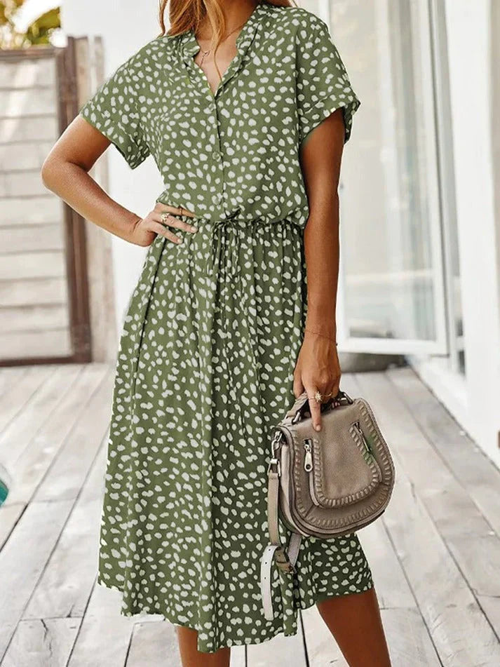 Women's Summer Dress | Vintage A-Line with Belt Detail | Breathable & Flattering | Polyester