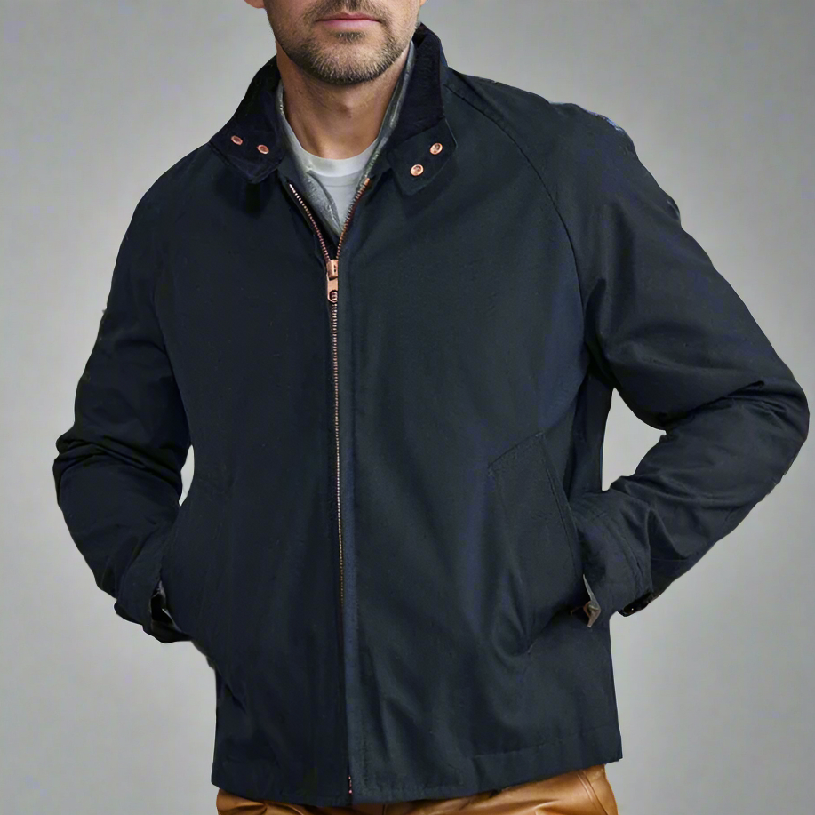 Men's Summer Jacket | Vintage Look with Stand Collar | Zipper & Long Sleeves | Casual