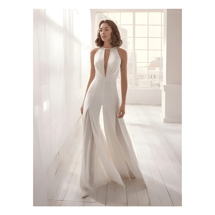 Women's Elegant Jumpsuit | V-Neck & Backless Design | Flattering Fit | Polyester